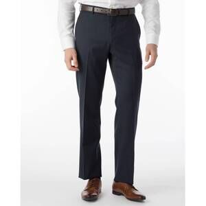 NEW BALLIN super 120s wool gabardine comfort eze plain front trouser in navy mix